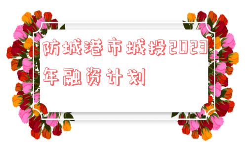 防城港市城投2023年融资计划